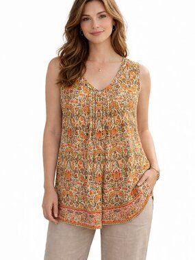 J. Jill Flowy Tunic Top Size XL Sleeveless Pintuck